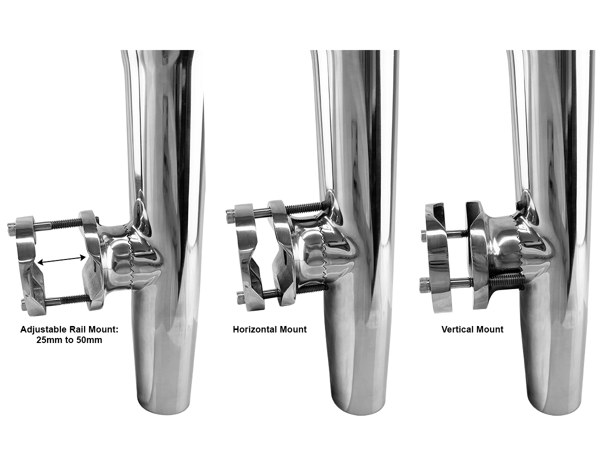Stainless Steel Adjustable Rail Mount Rod Holder 25mm