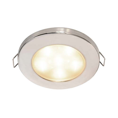 EuroLED95 Spring Clip Downlight Warm White Light with Stainless Steel Rim 12/24v